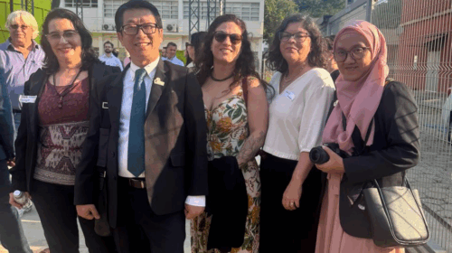 Representação da Universitas Indonesia (UI) e da UNICAMP na cerimônia de anúncio do resultado do ranqueamento do Greenmetric de 2024